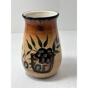 Olive Hand Painted Glazed Vase
